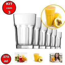 Kit Conjunto de 3 Copos Luxo Vidro Grosso Para Vitaminas 370ML Resistente Jogo de Copo de Vidro resistente 370ml transparente para Suco Água D