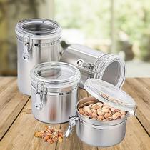 Kit Conjunto De 4 Potes Herméticos Aço Inox Tampa De Acrílico Para Mantimentos/Alimentos