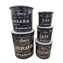 Kit Conjunto De 5 Potes Mantimentos Para Alimentos Decorado Ref-103