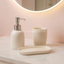 Kit Conjunto de Banheiro 3 Peças Londres com Dispenser Porta Sabonete Líquido e Bandeja Prata OEM Kit Conjunto de Banheiro 3 Peças Londres com Dispenser Porta Sabonete Líquido e Bandeja Prata OEM