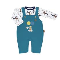 Kit Conjunto de Bebê Body Manga Longa e Jardineira Longa Várias Estampas