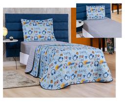 Kit conjunto de cama solteiro infantil colcha bouti kids menino ou menina+ lencol 02 peças micro percal 200 fios