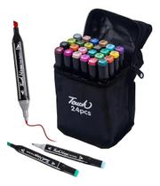 Kit Conjunto de Canetinhas Profissionais 24 Cores com Ponta Dupla