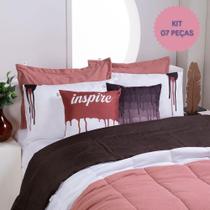 Kit Conjunto de Edredom Hipercal 400 Fios Dupla Face em Linho - MR Enxovais Kit Conjunto de Edredom Hipercal 400 Fios Dupla Face em Linho - MR Enxovais