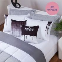 Kit Conjunto de Edredom Hipercal 400 Fios Dupla Face em Linho - MR Enxovais Kit Conjunto de Edredom Hipercal 400 Fios Dupla Face em Linho - MR Enxovais