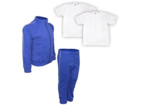 Kit Conjunto de Frio Inverno Roupa Infantil Uniforme Escolar Helanca Azul Royal - Del France