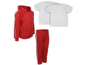 Kit Conjunto de Frio Inverno Roupa Infantil Uniforme Escolar Moletom Vermelho