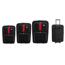 Kit conjunto de mala de viagem com 3 peças rigida com senha e carrinho tamanho p m e g preta