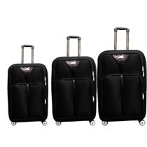 Kit conjunto de mala de viagem com 4 rodas com 3 peças rigida com senha bolso frontal preta