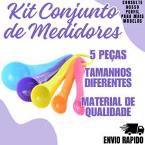 Kit Conjunto De Medidores De Colher Plástico Colorido 5 Peças Utensilios De Confeitaria
