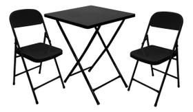 Kit Conjunto De Mesa 2 Cadeiras Dobráveis De Bar Aço Ferro - Açomix