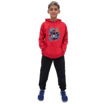 Kit Conjunto de Moletom Canguru Com Capuz Ajustavel Menino Estampa Video Game Calça de Frio