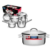 KIT - Conjunto de Panelas Inox 6 PCS Solar + Panela Inox Fundo Triplo Solar 4,7L - Tramontina