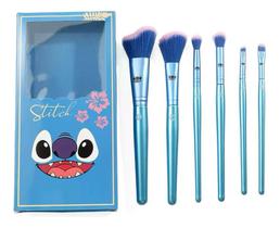Kit Conjunto De Pinceis Maquiagem Stitch Angel Com 6 Peças