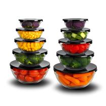 Kit Conjunto De Potes 10 Peças Vidro Resistente Organizadores De Cozinha Multiuso