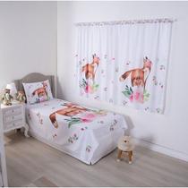 Kit Conjunto De Quarto Infantil Solteiro e Cortina Raposa Kit Conjunto De Quarto Infantil Solteiro e Cortina Raposa
