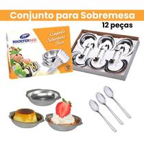 Kit Conjunto de Sobremesa Madefer Inox Colheres e Taças Elegantes para Servir Doces