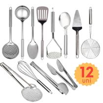 Kit Conjunto de Utensilios de Cozinha 12 peças Espátula Vazada Pegador Fritura Kit Conjunto de Utensilios de Cozinha 12 peças Espátula Vazada Pegador Fritura
