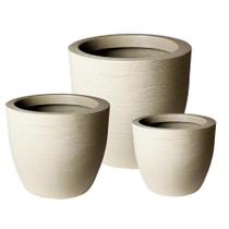 Kit Conjunto de Vasos de Planta P, M e G, Polietileno Resistente para Ambiente Externo com Proteção UV