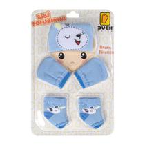 Kit conjunto enxoval toca luva e meia recem nascido meninos bebê, material premium, conforto e maciez