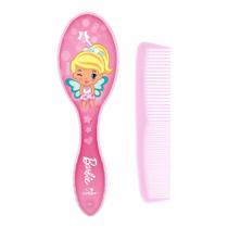 Kit Conjunto Escova Cabelo e Pente Para Bebe Barbie Condor Ajuda a Remover o Cascao