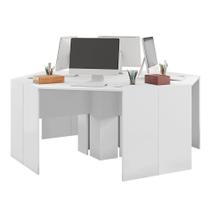 Kit Conjunto Escritório 4 Mesa De Canto Cubic Branco Caemmun