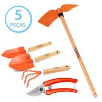 Kit Conjunto Ferramentas Jardinagem 5 Peças Tramontina Multiuso Pá Ancinho Garfo Tesoura Poda Sacho Kit Conjunto Ferramentas Jardinagem 5 Peças Tramontina Multiuso Pá Ancinho Garfo Tesoura Poda Sacho