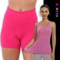 Kit Conjunto Fitness SHORT Legging BÁSICO Cós Alto + Regata Malha Fria POLIAMIDA 1074 Kit Conjunto Fitness SHORT Legging BÁSICO Cós Alto + Regata Malha Fria POLIAMIDA 1074