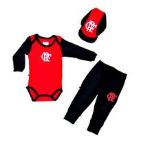 Kit Conjunto Flamengo Body Calça e Boné Oficial