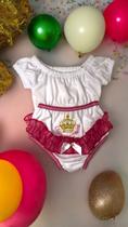 Kit conjunto infantil bebe cropped calcinha babado bordada