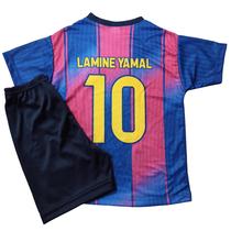 Kit Conjunto Infantil de Futebol Camisa e Shorts com Escudo Bordado B4rcel0n4