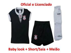 Kit Conjunto Infantil Menina Uniforme Corinthians Feminino