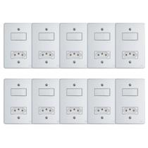 Kit Conjunto Interruptor 4x2 1 Tecla Simples 10A + 1 Tomada 20A 250V