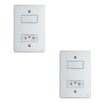 Kit Conjunto Interruptor 4x2 1 Tecla Simples 10A + 1 Tomada 20A 250V
