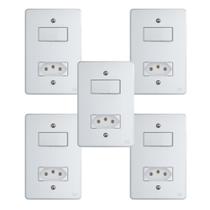 Kit Conjunto Interruptor 4x2 1 Tecla Simples 10A + 1 Tomada 20A 250V