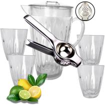 Kit Conjunto Jarra + 04 Copos + Espremedor Limão Moderno Kit Conjunto Jarra + 04 Copos + Espremedor Limão Moderno