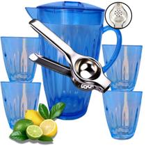 Kit Conjunto Jarra + 04 Copos + Espremedor Limão Moderno Kit Conjunto Jarra + 04 Copos + Espremedor Limão Moderno