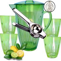 Kit Conjunto Jarra + 04 Copos + Espremedor Limão Moderno Kit Conjunto Jarra + 04 Copos + Espremedor Limão Moderno