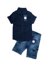 kit conjunto jeans infantil meninos camisa jeans bermuda jeans masculino tam de 4 a 16 anos