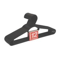 Kit Conjunto Jogo 12 Cabides Pretos Estrutura reforçada e durável Compactos - Uninjet Kit Conjunto Jogo 12 Cabides Pretos Estrutura reforçada e durável Compactos - Uninjet