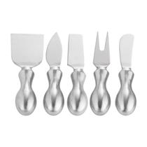 Kit Conjunto Jogo Cortar Queijo Inox 5 Pcs Facas Espatula Kit Conjunto Jogo Cortar Queijo Inox 5 Pcs Facas Espatula