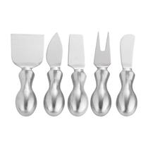 Kit Conjunto Jogo Cortar Queijo Inox 5 Pcs Facas Espatula - Holy 3