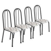 Kit Conjunto Jogo De 4 Cadeiras Sala De Jantar Cozinha Aço Metal