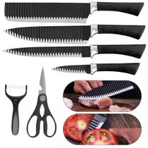 Kit Conjunto Jogo De Facas Antianderente Kit 6 Peças Chef Cozinha Aço Inoxidável Churrasco