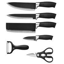 Kit Conjunto Jogo De Facas Antianderente Kit 6 Peças Chef Cozinha Aço Inoxidável Churrasco