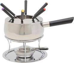 Kit conjunto jogo de fondue inox com cabo e 6 garfos chocolate e queijo r.00366