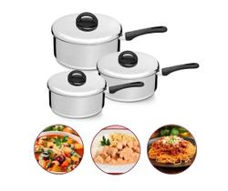 Kit Conjunto Jogo de Panelas Nigro Criativa Aluminio Reforçadas 3,2L2,4L e 1,8L Com 3 Peças