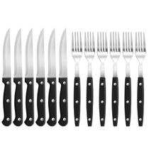 Kit Conjunto Jogo De Talheres Aço Inox 12 Peças Facas Garfos