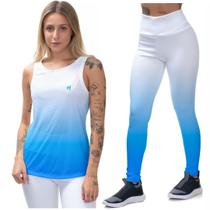 Kit Conjunto Legging Feminina Cós Alto Fitness Blusa Regata Dry Academia Treino Esporte