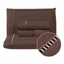 Kit Conjunto Lençol 400 Fios Casal Ponto Palito 4 Peças Jogo Cama Box com Elástico Grosso